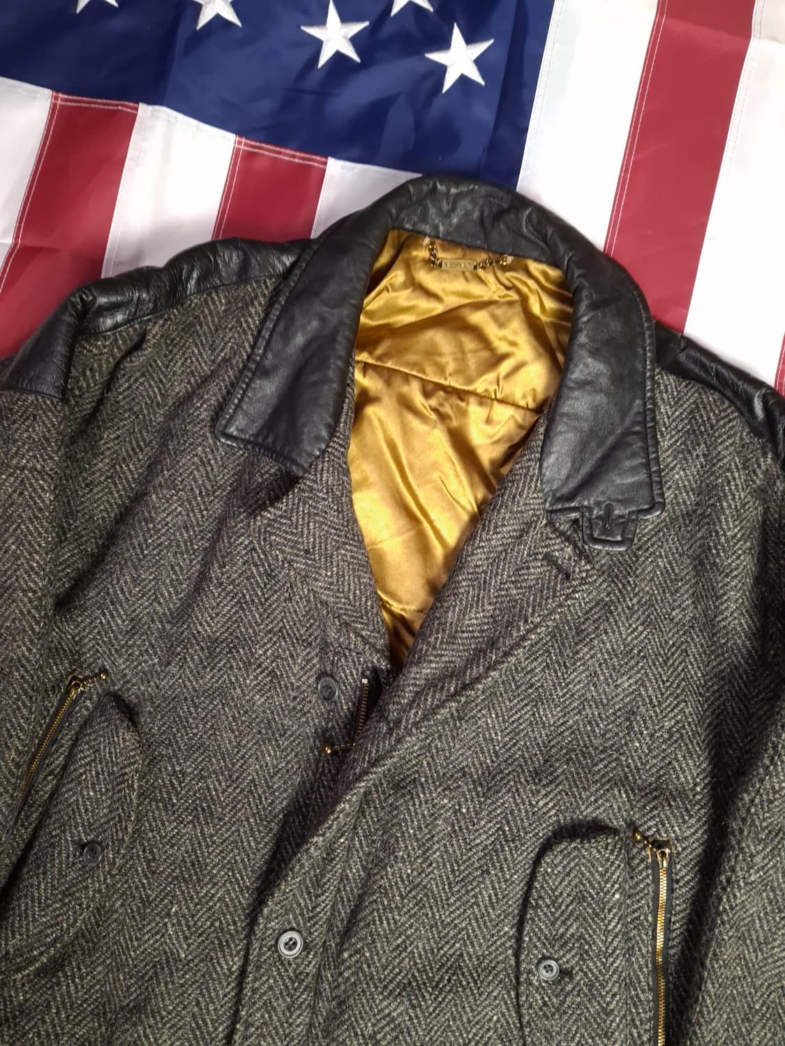 새제품 오리지날 일본판 VESVIO 헤링본 레더  봄버자켓 상품이미지2