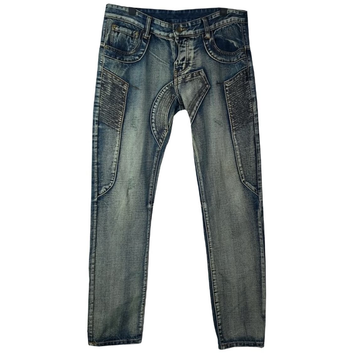 빈티지 워시드 패치 슬림핏 바이커진 바이커 데님 팬츠 청바지 M16790 상품이미지2