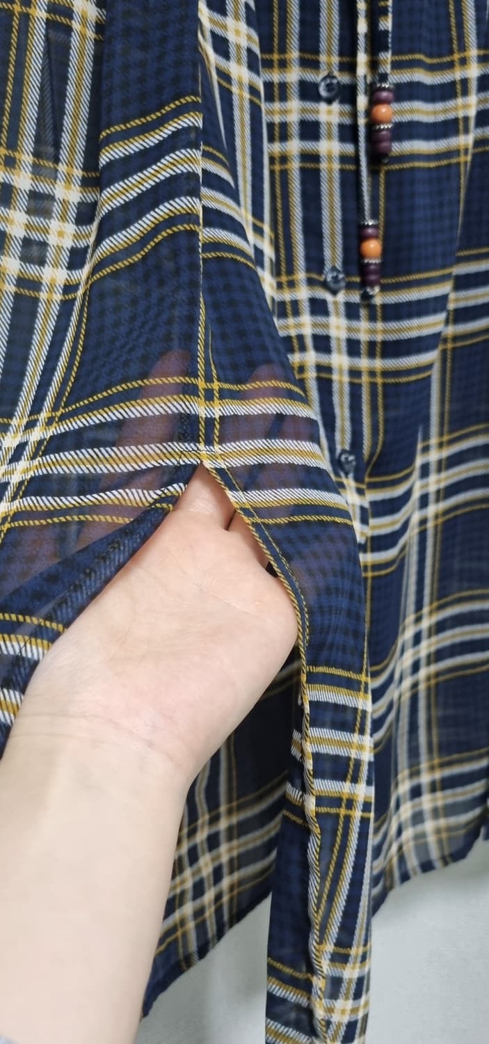 ZISHEN 지센 체크 시스루 롱셔츠(90) 상품이미지8