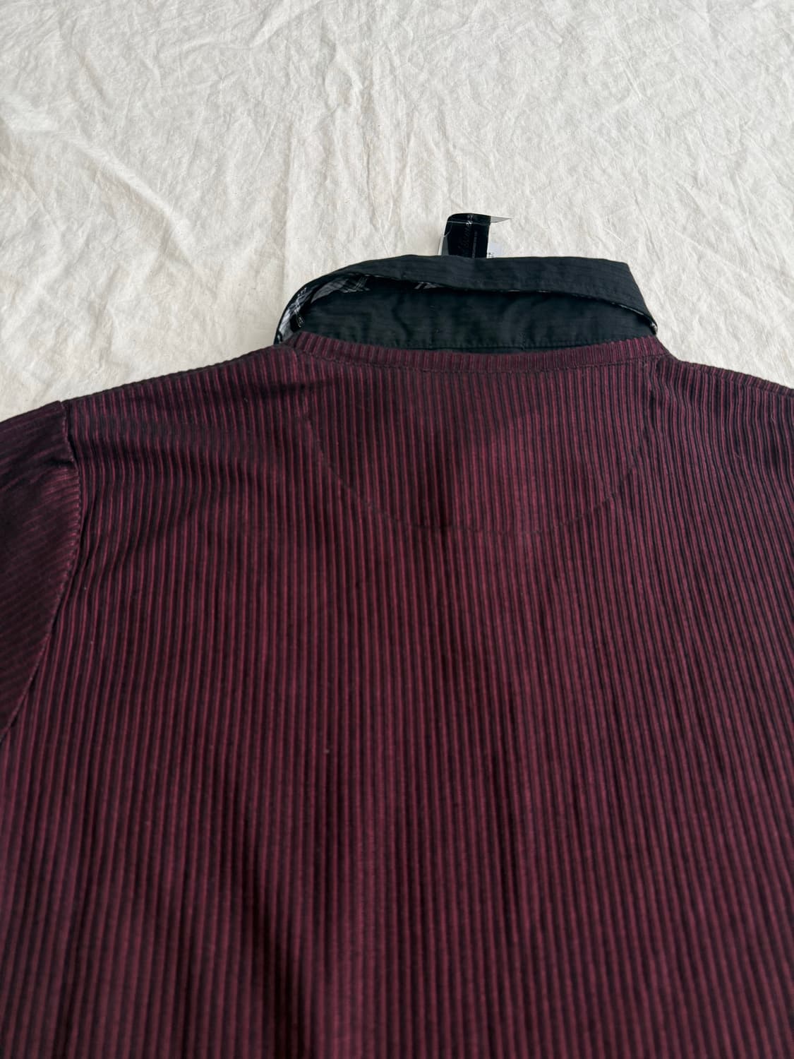 버건디 펑크 셔츠 레이어드 반팔탑 상품이미지6