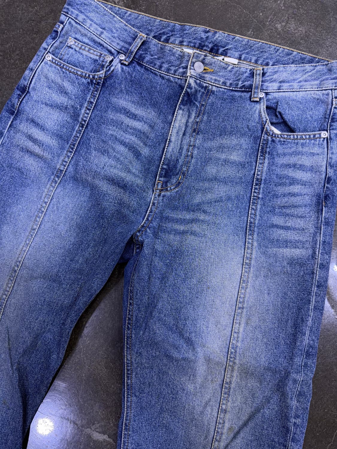 유니폼브릿지 핀턱 와이드 워싱 데님팬츠 XL 상품이미지3