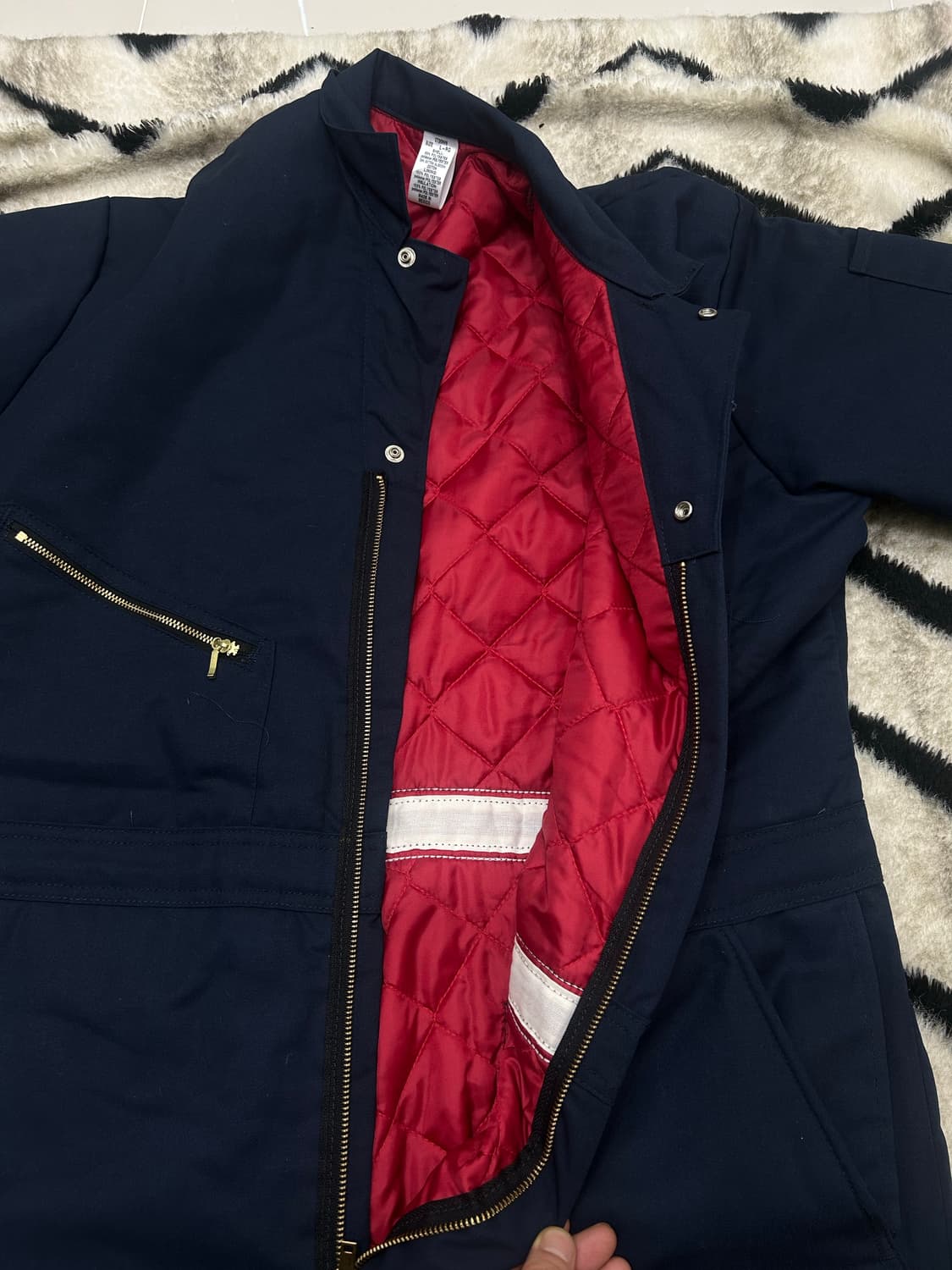 [L]레드캡 커버올 점프슈트/안감퀄팅/네이비 상품이미지3