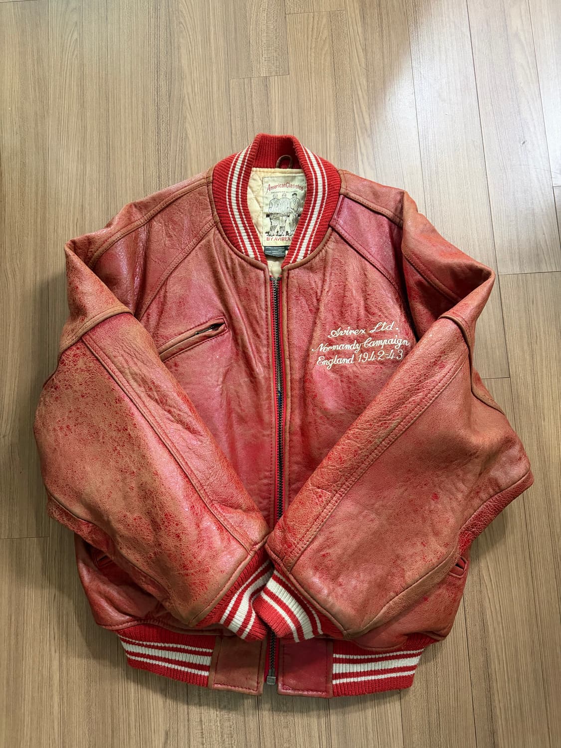 아비렉스 가죽자켓 레드 xs 상품이미지1