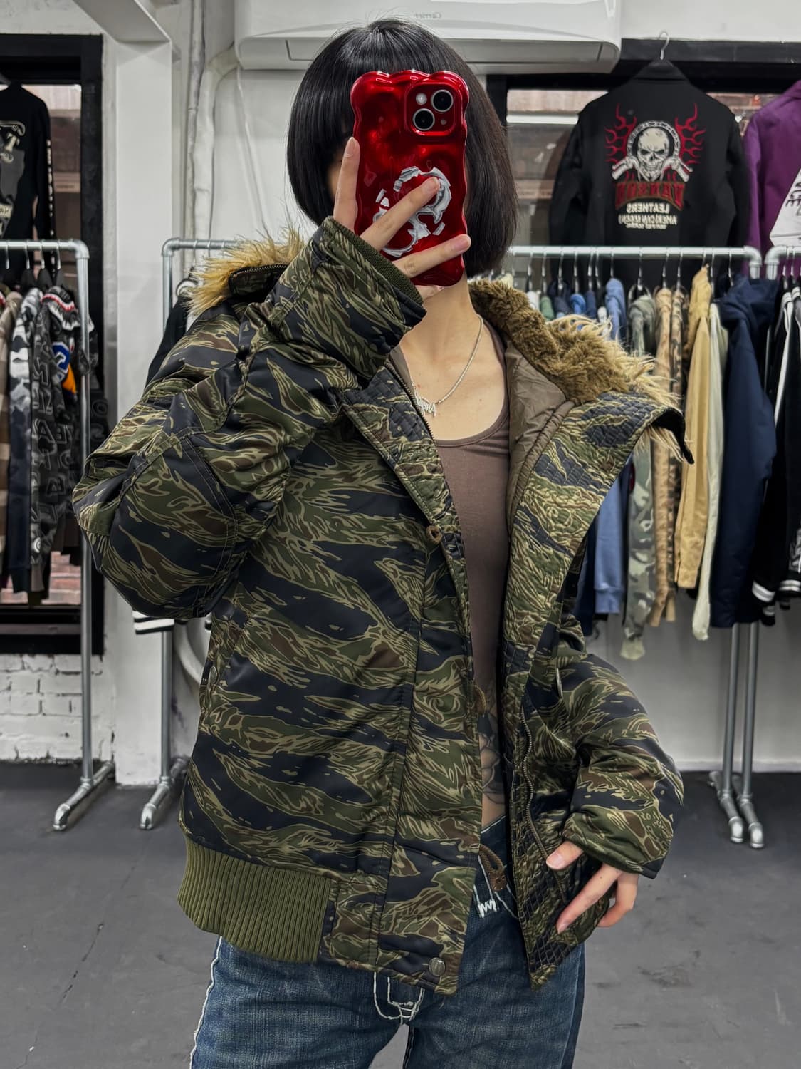 히스테릭 글래머 카모 N2B 퍼 후드 자켓 상품이미지4