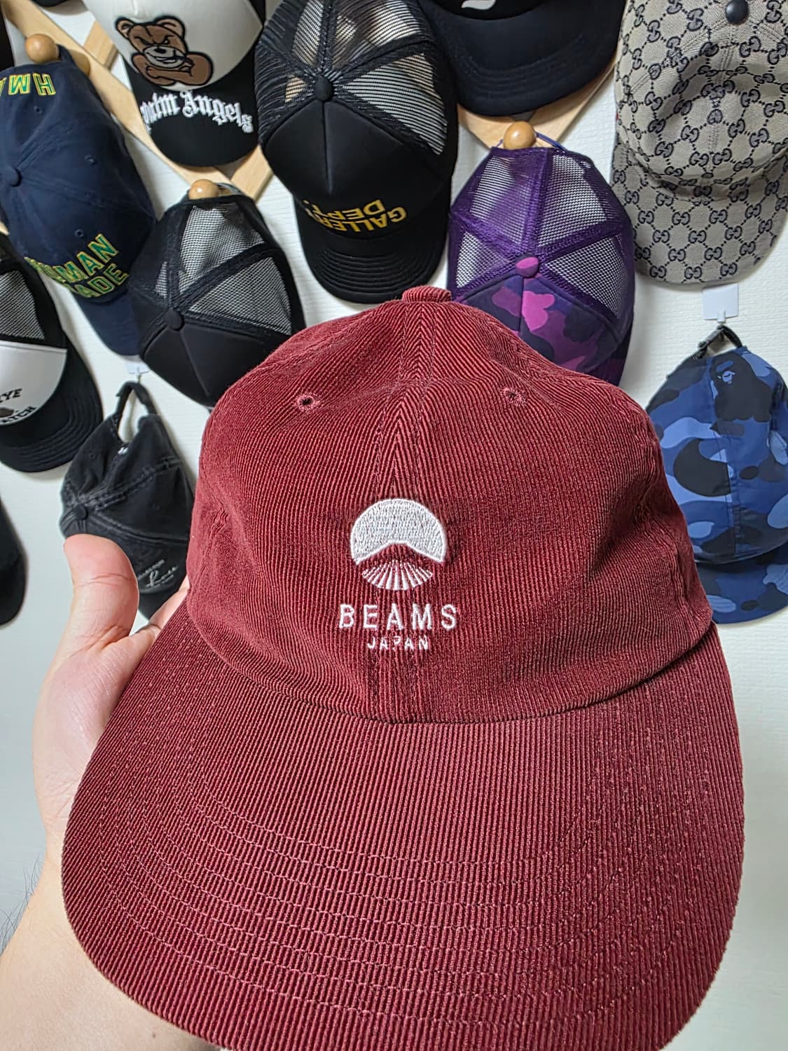 빔즈 재팬 코듀로이 패널캡 버건디 상품이미지1