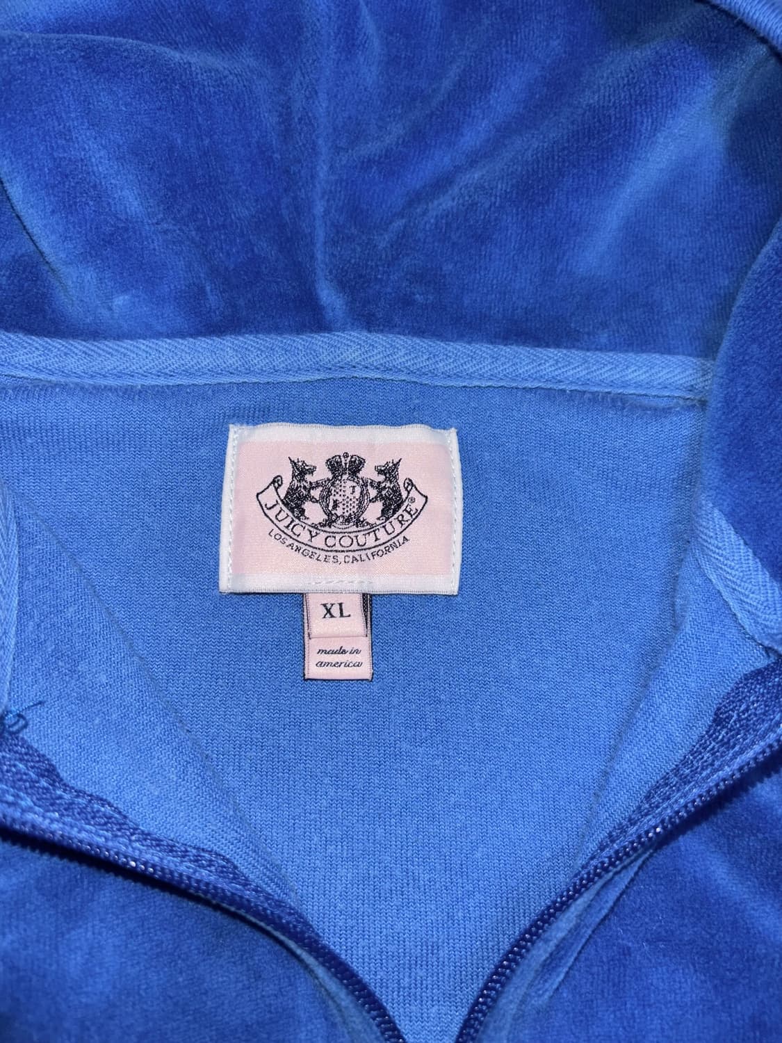 Y2k 쥬시꾸뛰르 블루 벨벳 후드 집업 상품이미지6
