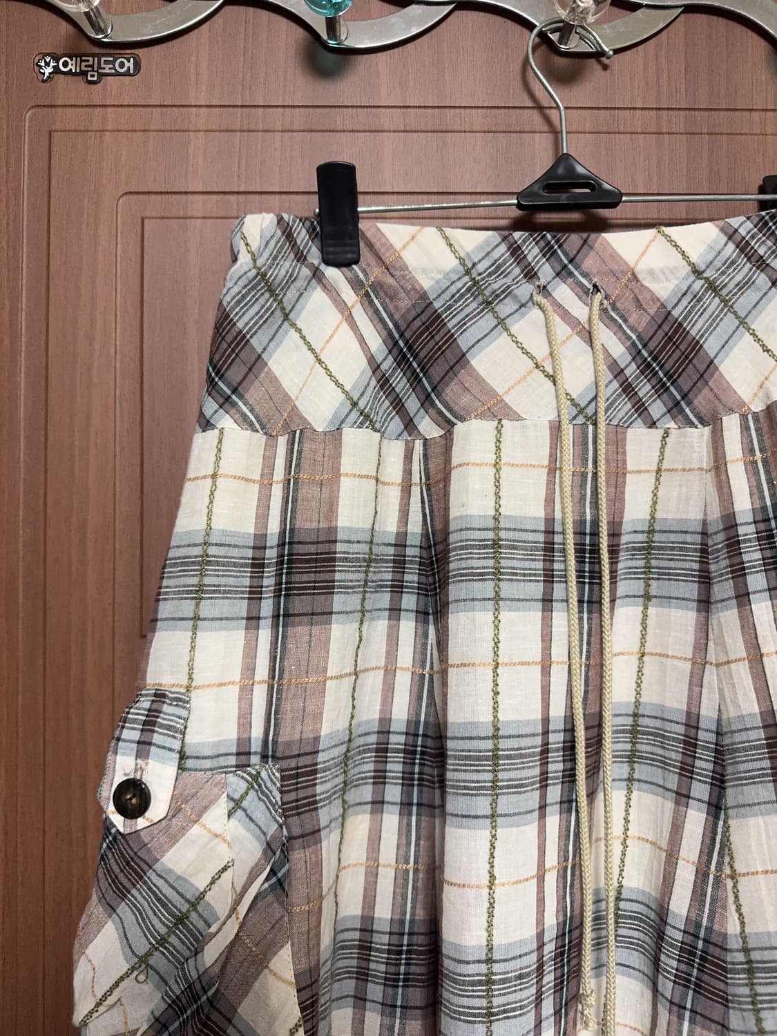 모리걸 하구미 일본 빈티지 체크 포켓 레이어드 롱 스커트 상품이미지2