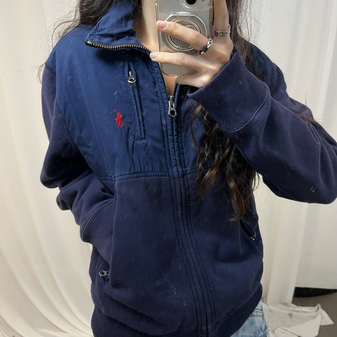 Polo Navy Two-way Cotton Zip-up 상품이미지3