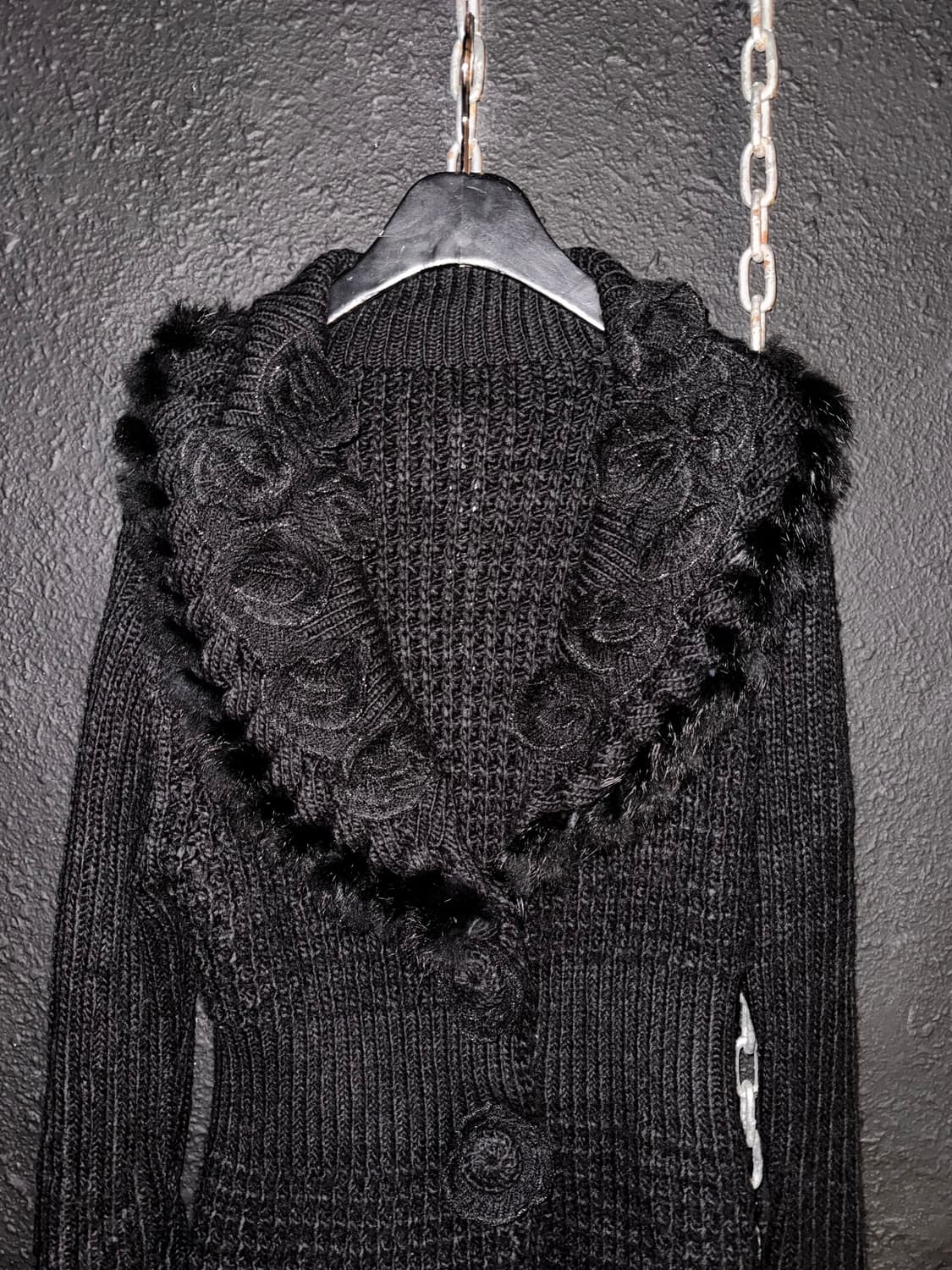 래빗 퍼 트림 프릴 롱가디건 상품이미지3