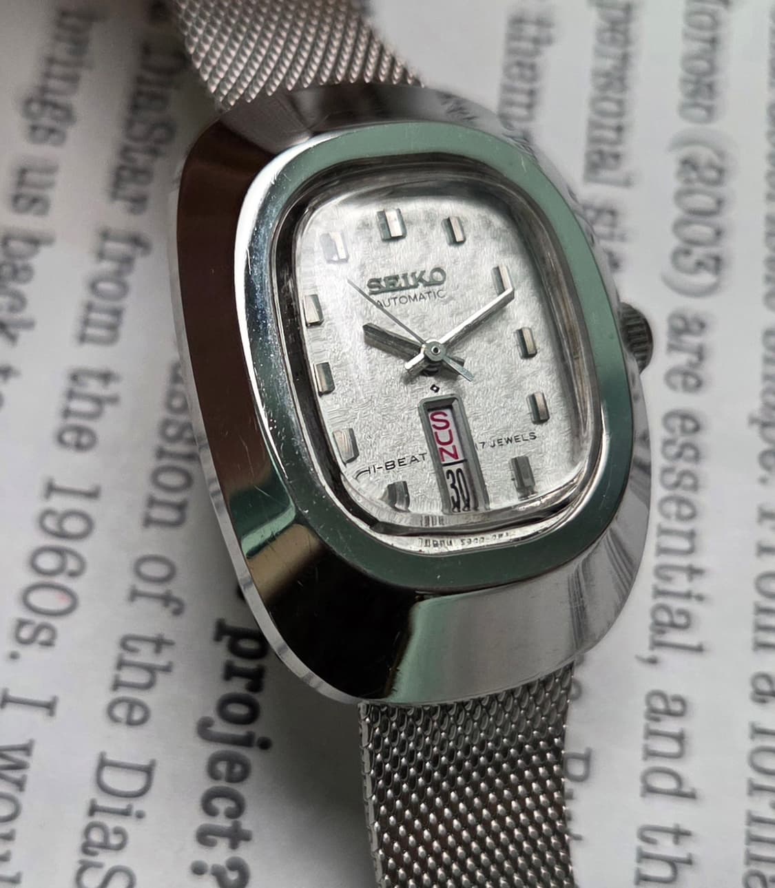 레어] 빈티지 세이코 하이비트 화이트 눈송이판 여성용 브레이슬릿 ver. 상품이미지3