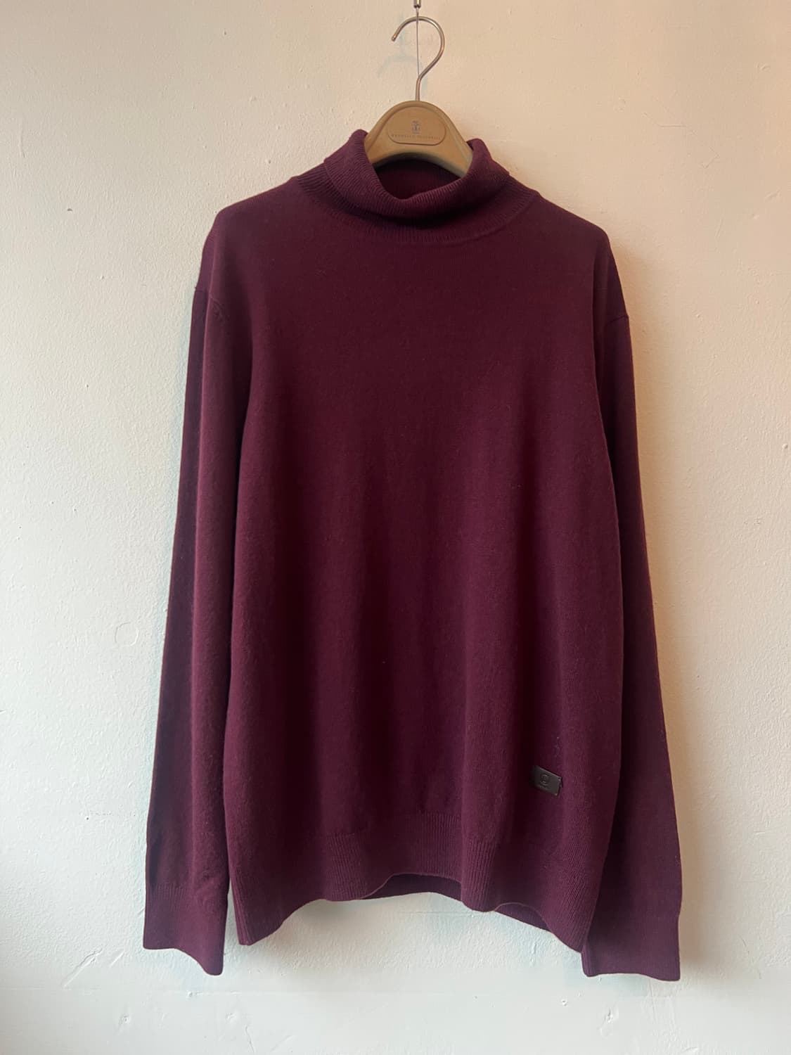 보그너 남성 버건디퍼플 캐시미어100 터틀넥니트 상품이미지2