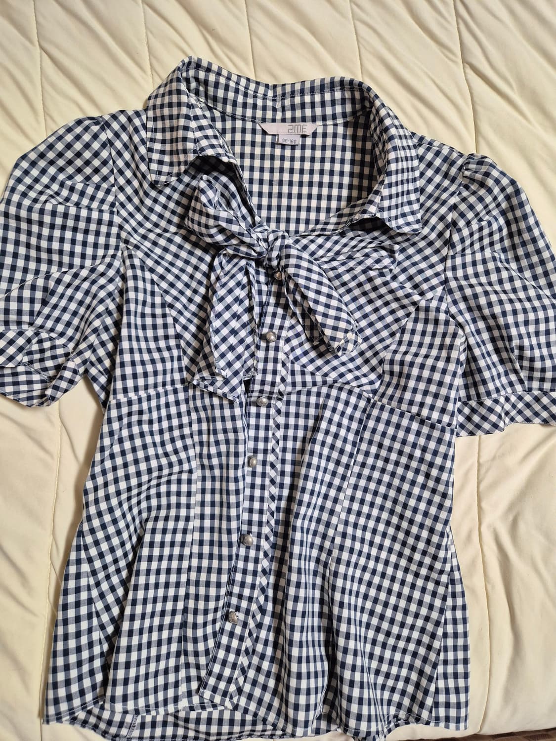 니혼진 긱시크 하구미 블루체크 블라우스 상품이미지2