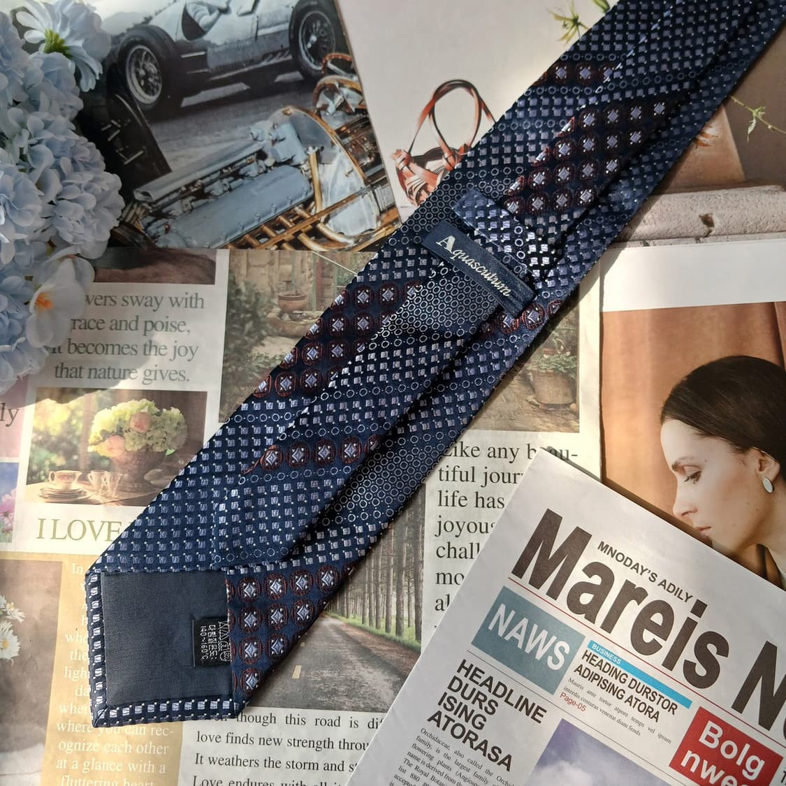 아쿠아스큐텀 실크 클래식 패턴 넥타이 9.1cm A등급 A19791
 상품이미지5