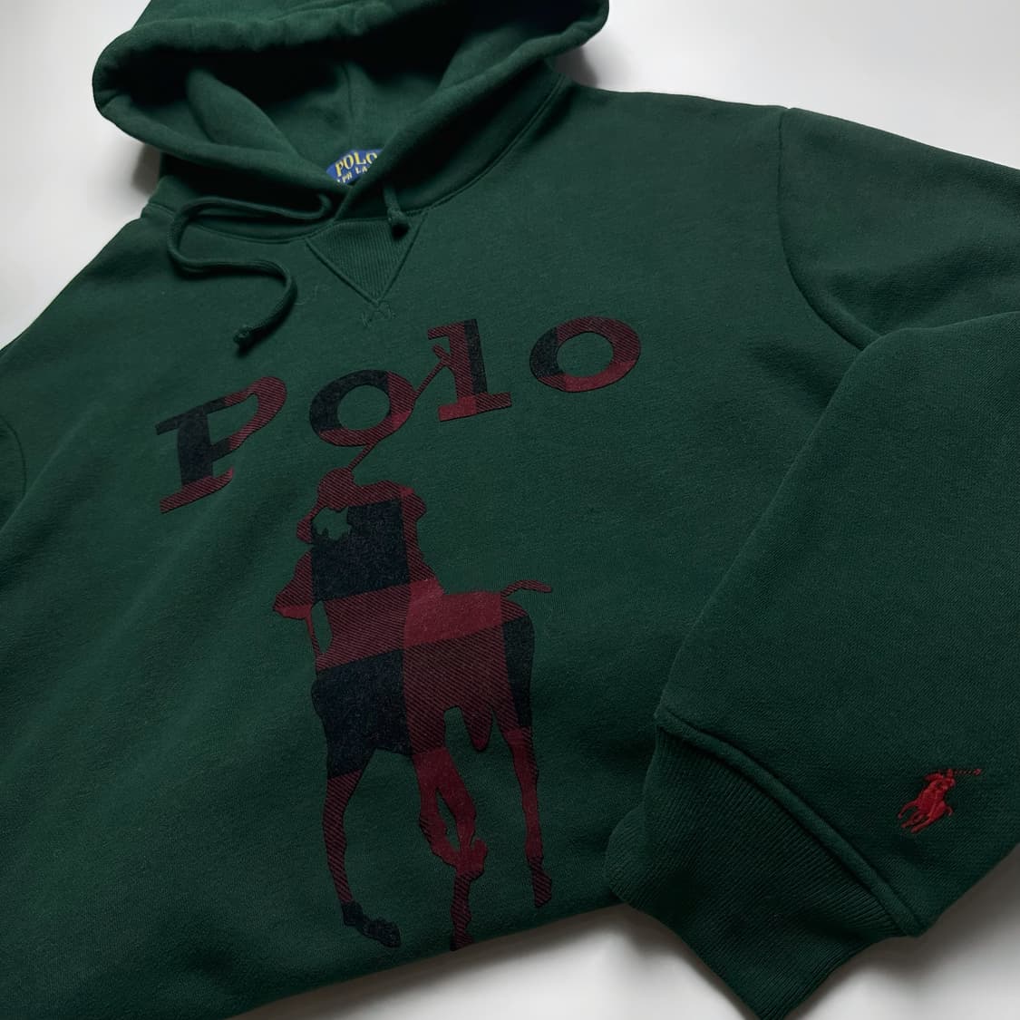 폴로 신형 qr라벨 체크 빅포니 후드티 상품이미지1