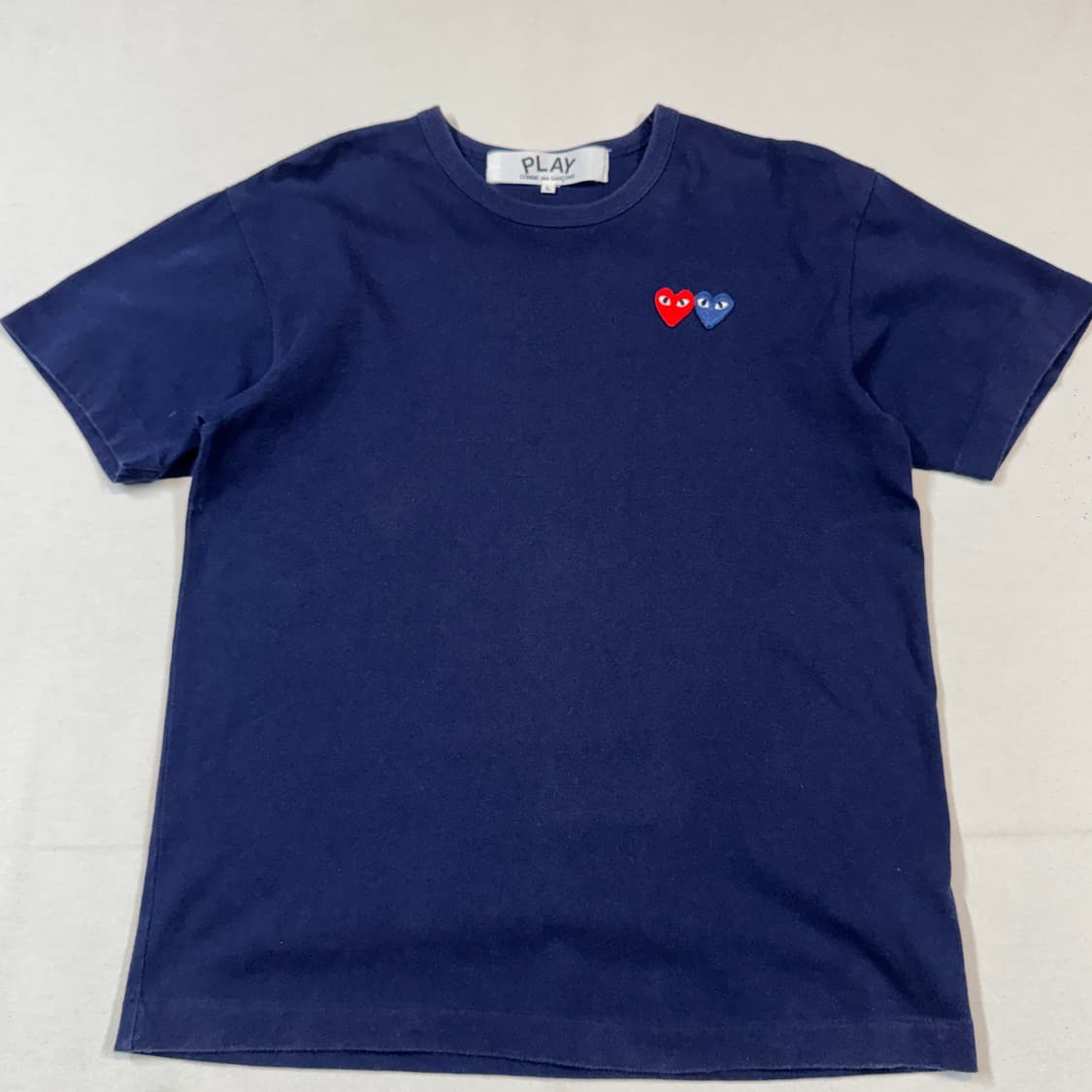 L) 꼼데가르송 플레이 더블 와펜 숏 슬리브 반팔 티셔츠 정품 상품이미지2