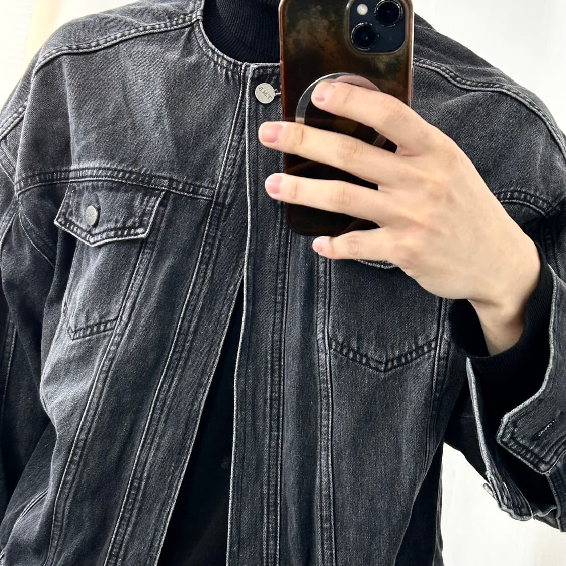 트리밍버드 원버튼 데님 셋업 자켓 상품이미지5