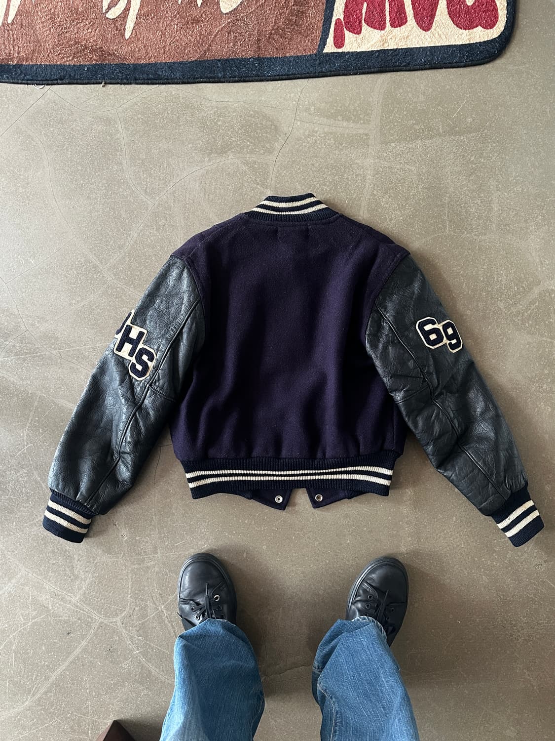 70s~80s Vintage leather Varsity Jacket  상품이미지6