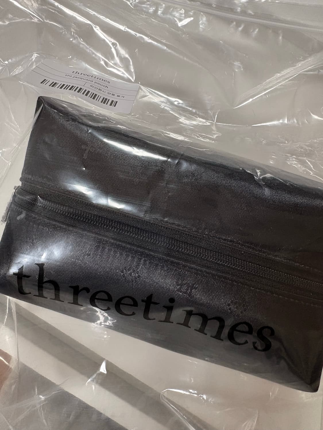 쓰리타임즈 자카드 파우치 블랙 상품이미지2