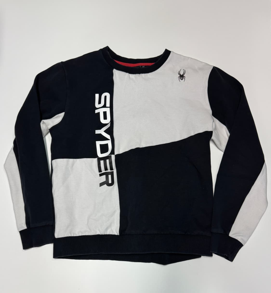 스파이더 화이트 컬러 블록 스웻 맨투맨 XL 상품이미지1