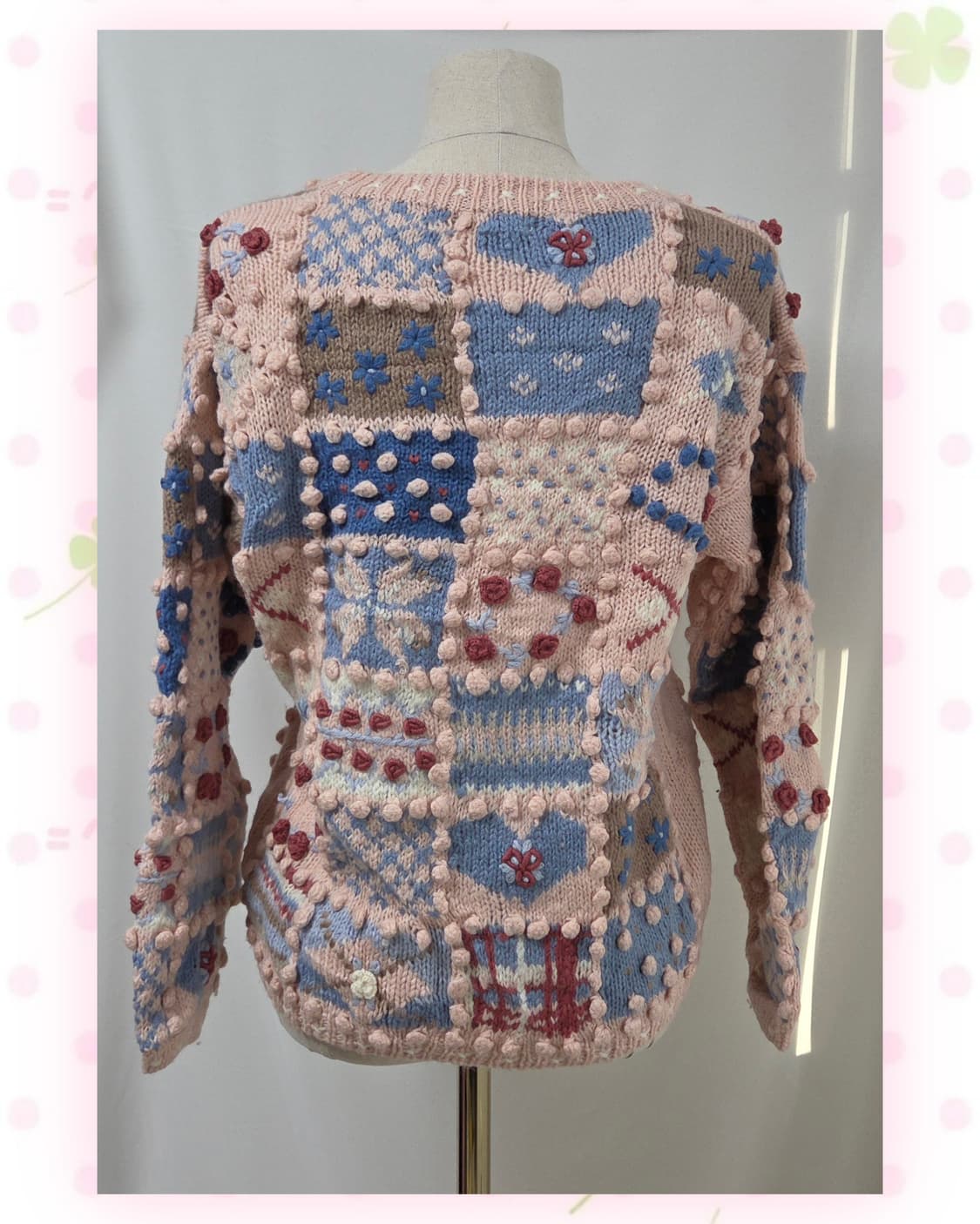 핑크 패치워크 폼폼이 니트 상품이미지3