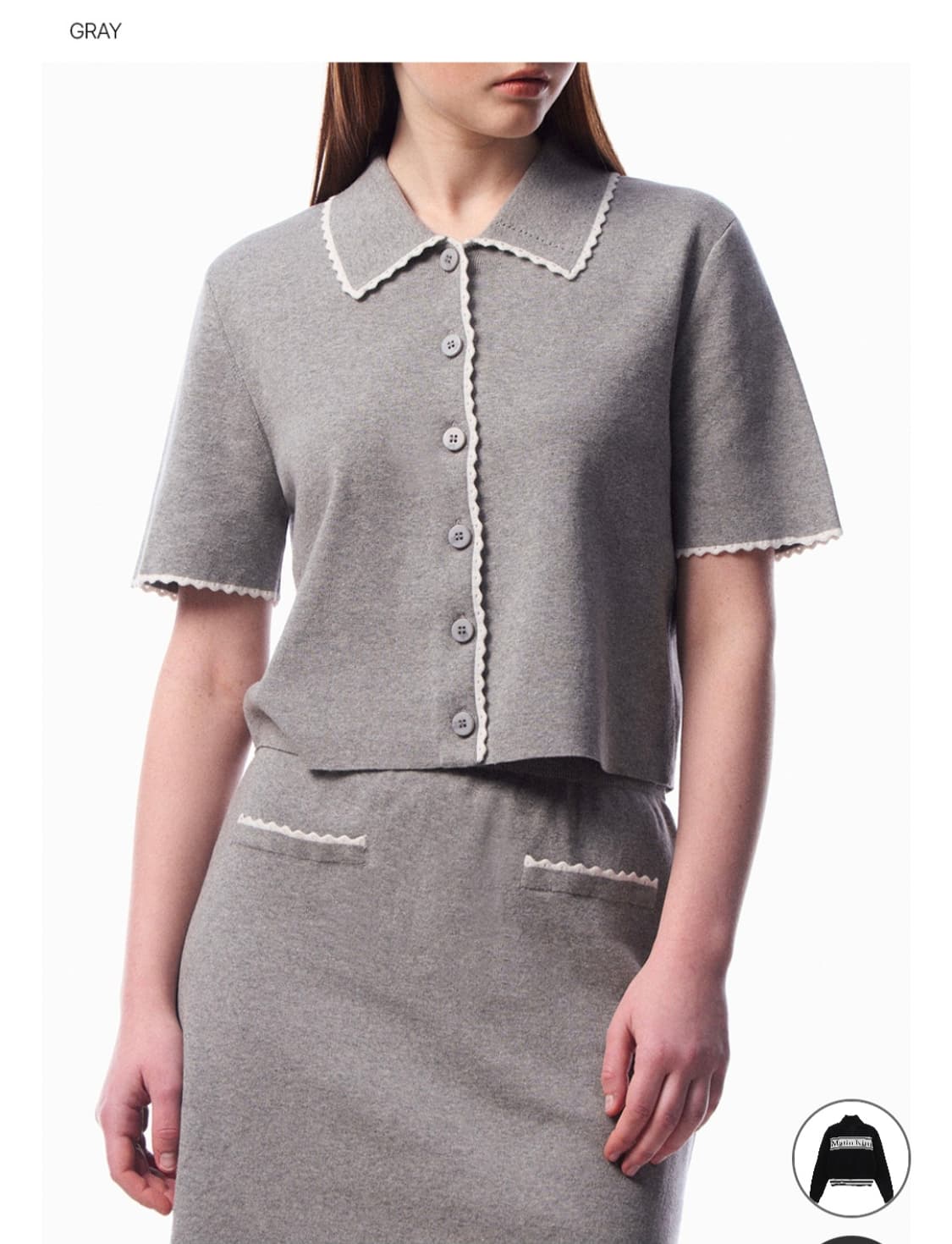 (새상품) 바시카 프릴 패턴 하프 슬리브 가디건 상품이미지1