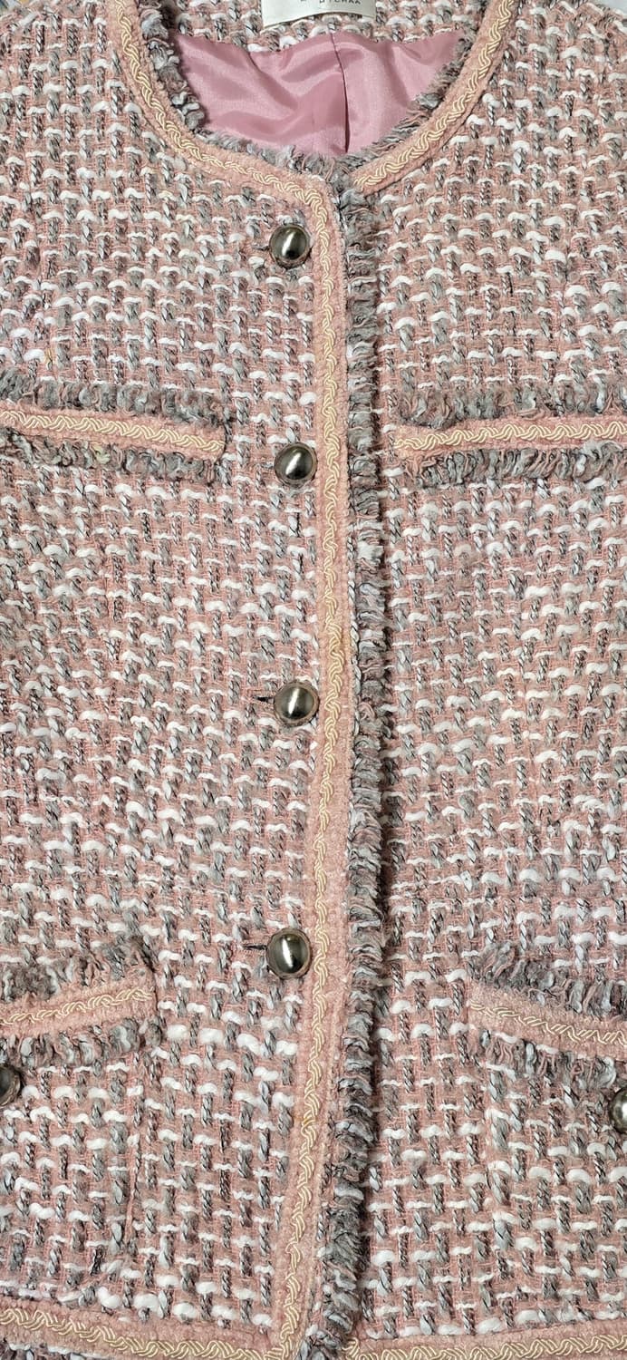 MICHAA 핑크 트위드 자켓 44 상품이미지4