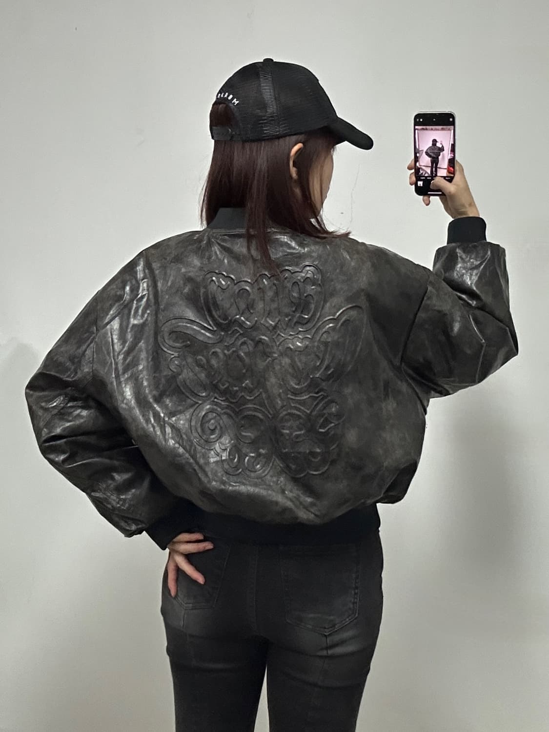 팬시클럽 빅로고 퀼팅 리버시블 엠보 점퍼 블랙 상품이미지2