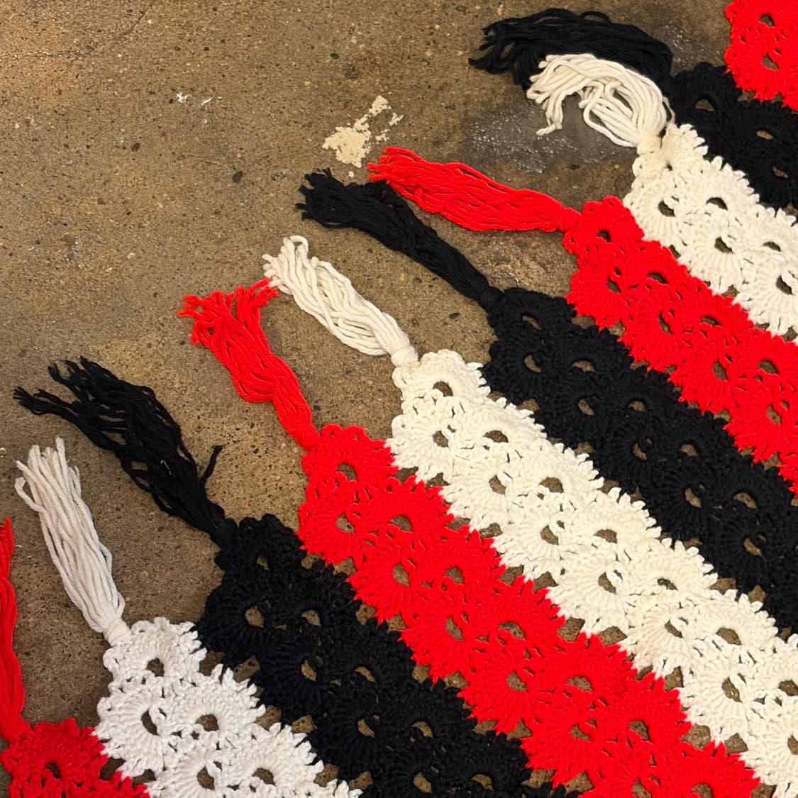 90s USA 스트라이프 니트 카페트 러그 매트 담요 상품이미지6