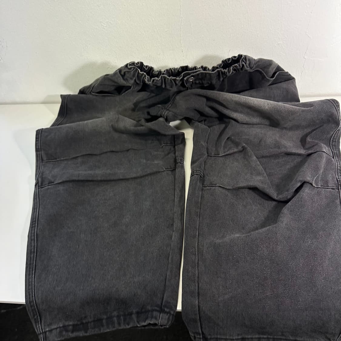 M-L 플레이스스튜디오 워시드블랙 와이드핏 밴딩데님팬츠 상품이미지2