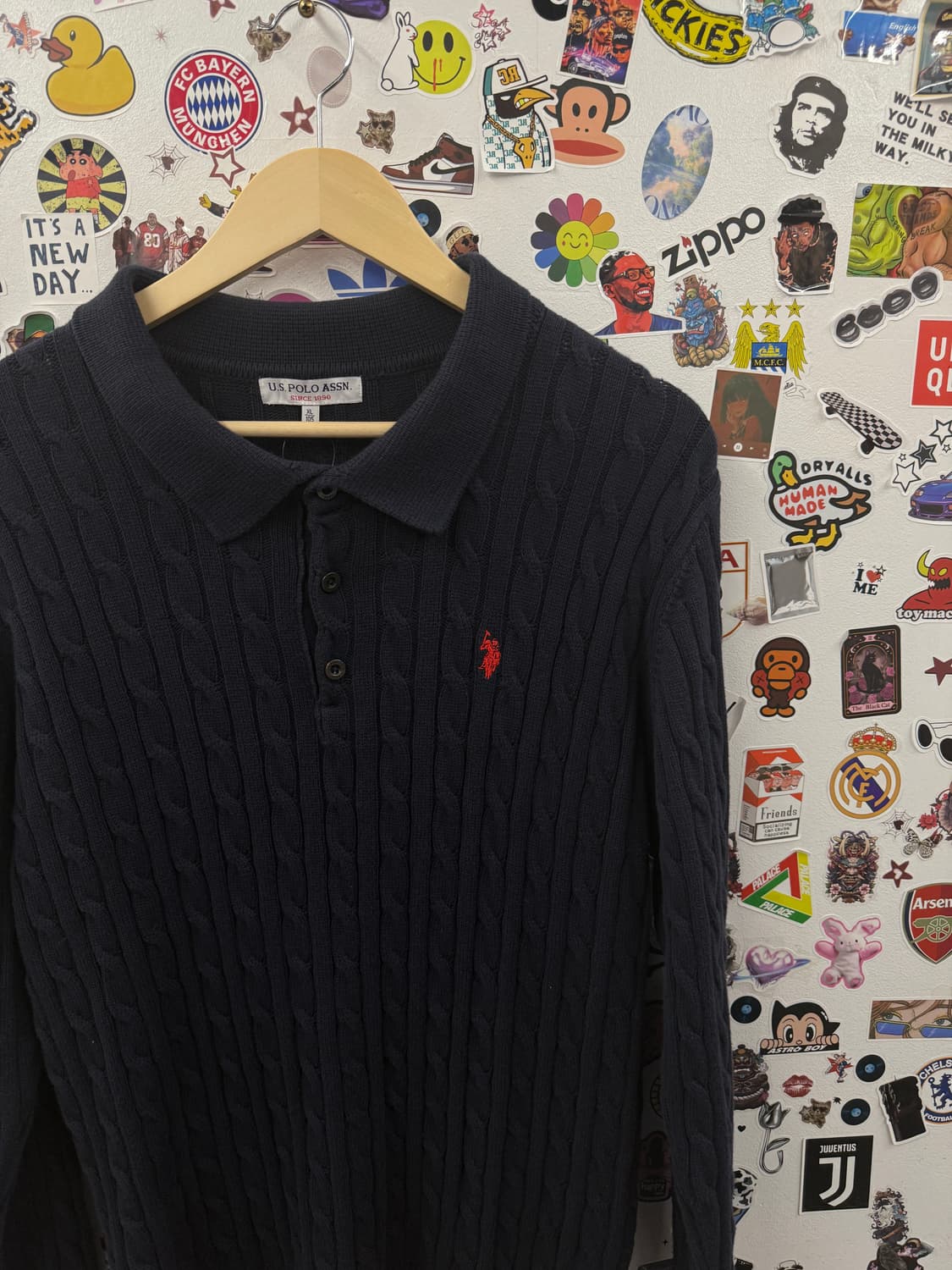 유에스폴로어센 자수 네이비 꽈베기 니트 XL 상품이미지4