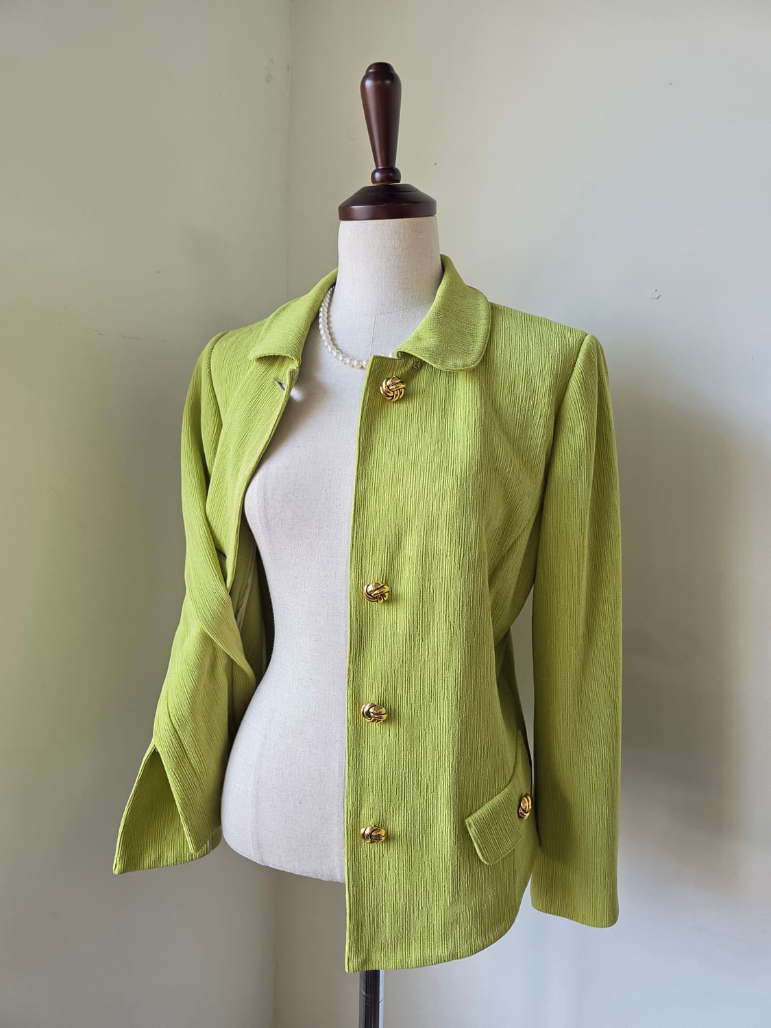 이태리 연두 금장 버튼 자켓 상품이미지1