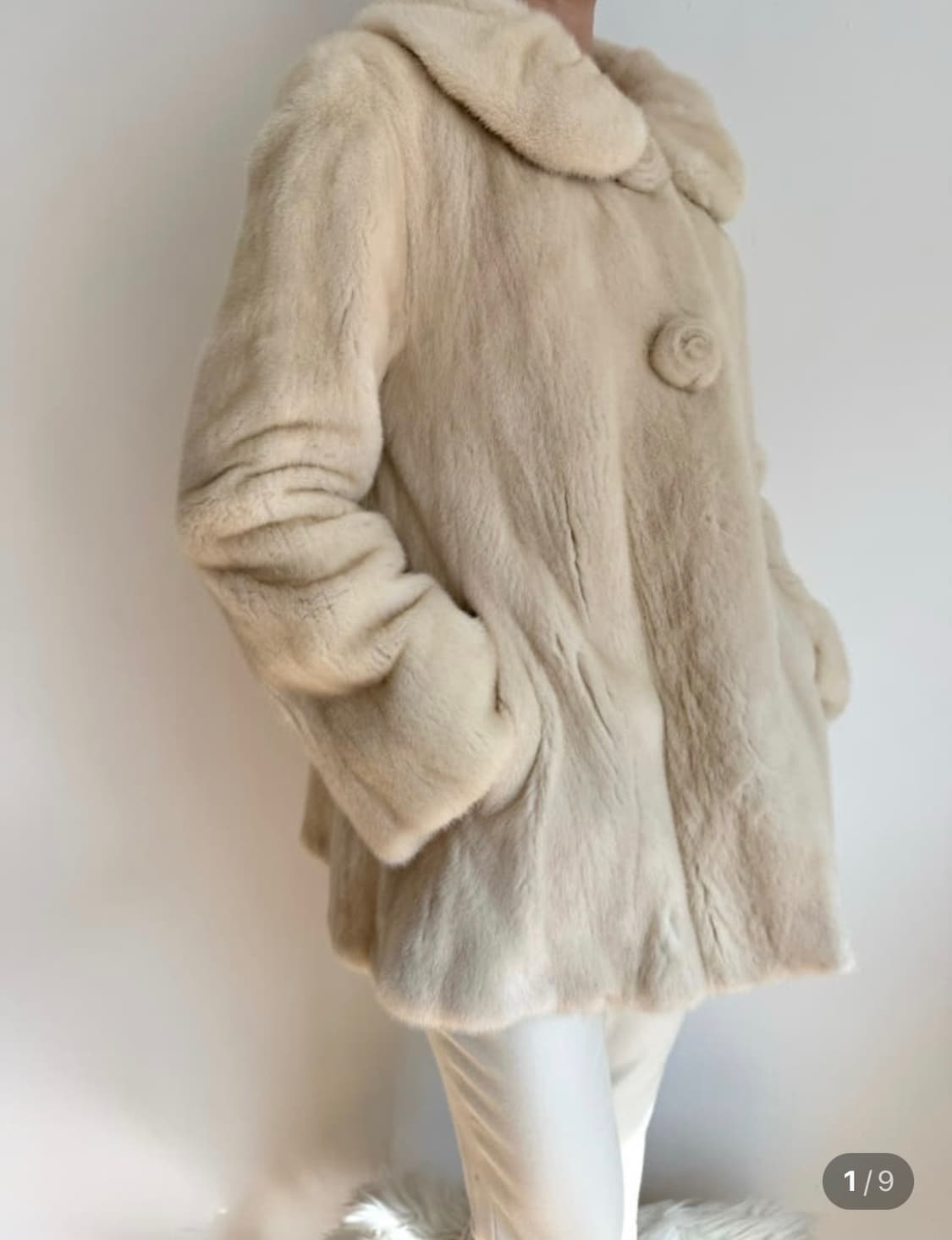 진도 통밍크 퍼자켓 아이보리 상품이미지3