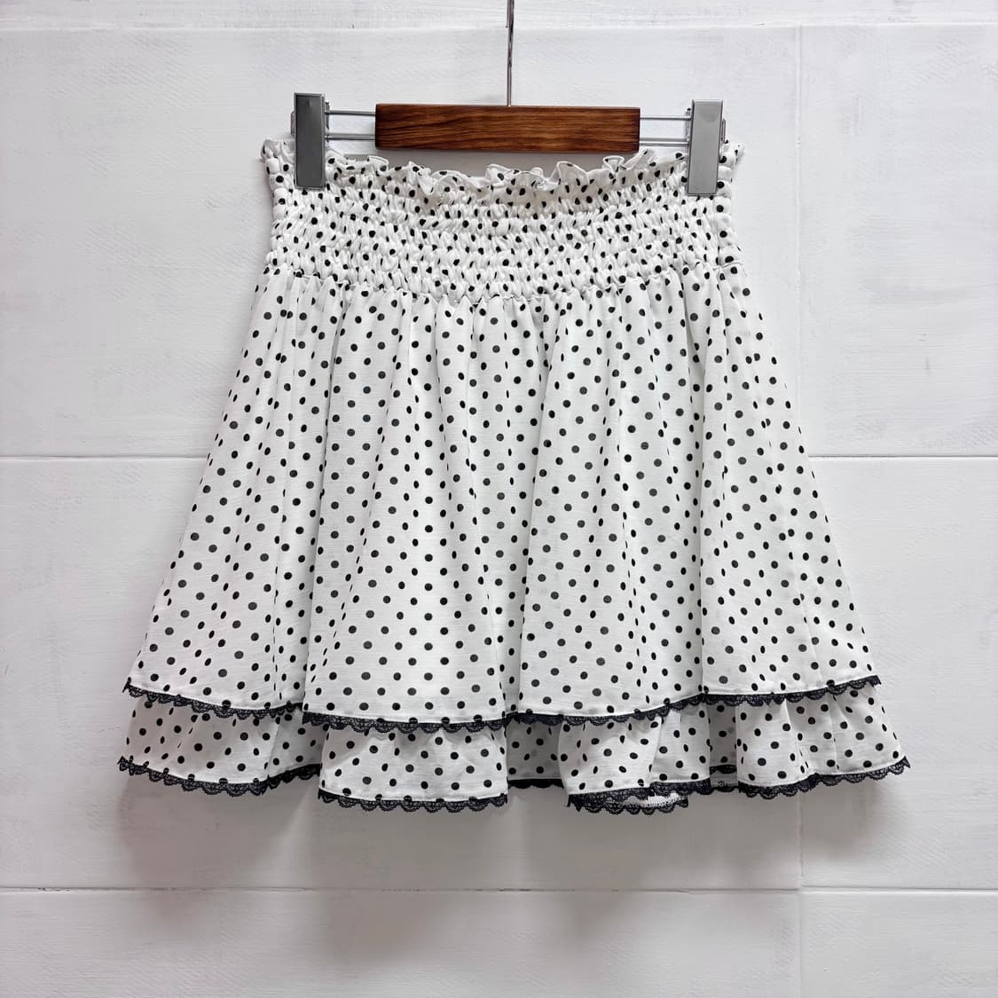 도트 캉캉 레이스 미니 스커트 Made in JAPAN 상품이미지3