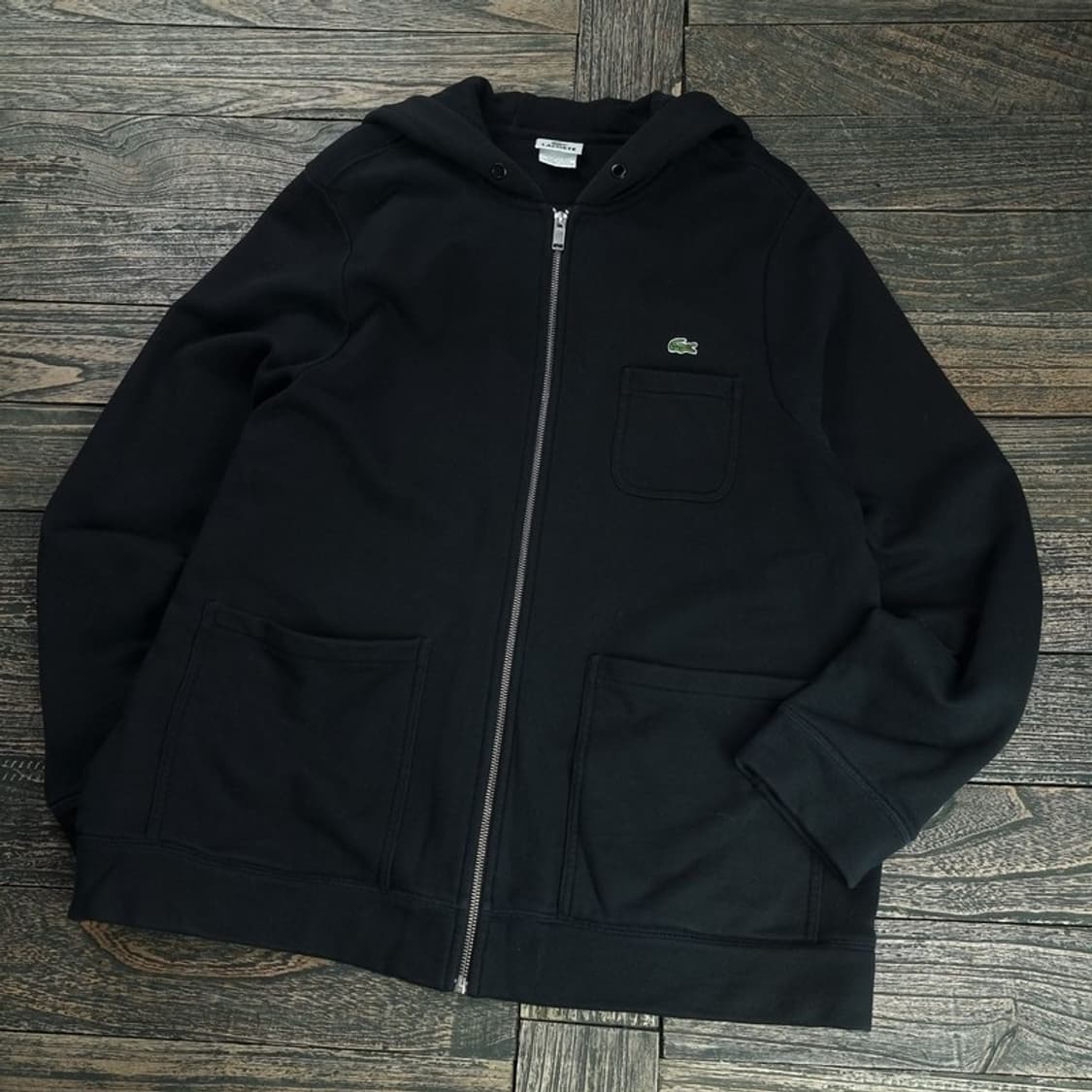[라코스테] 로고 패치 후드 집업 블랙 M18702 상품이미지1