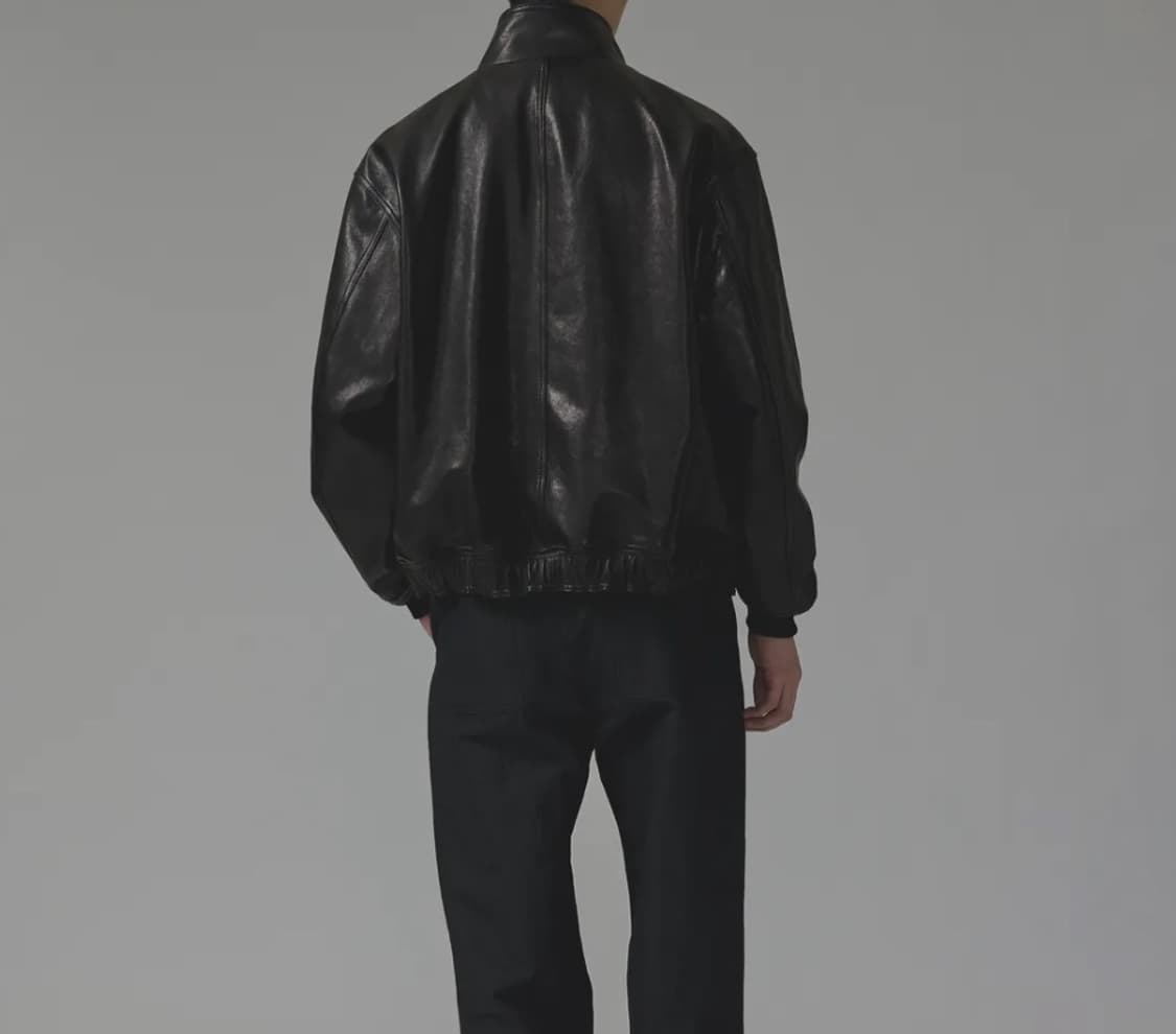 (2size) 인더로우 하이넥 램스킨 베지터블 레더자켓 상품이미지6