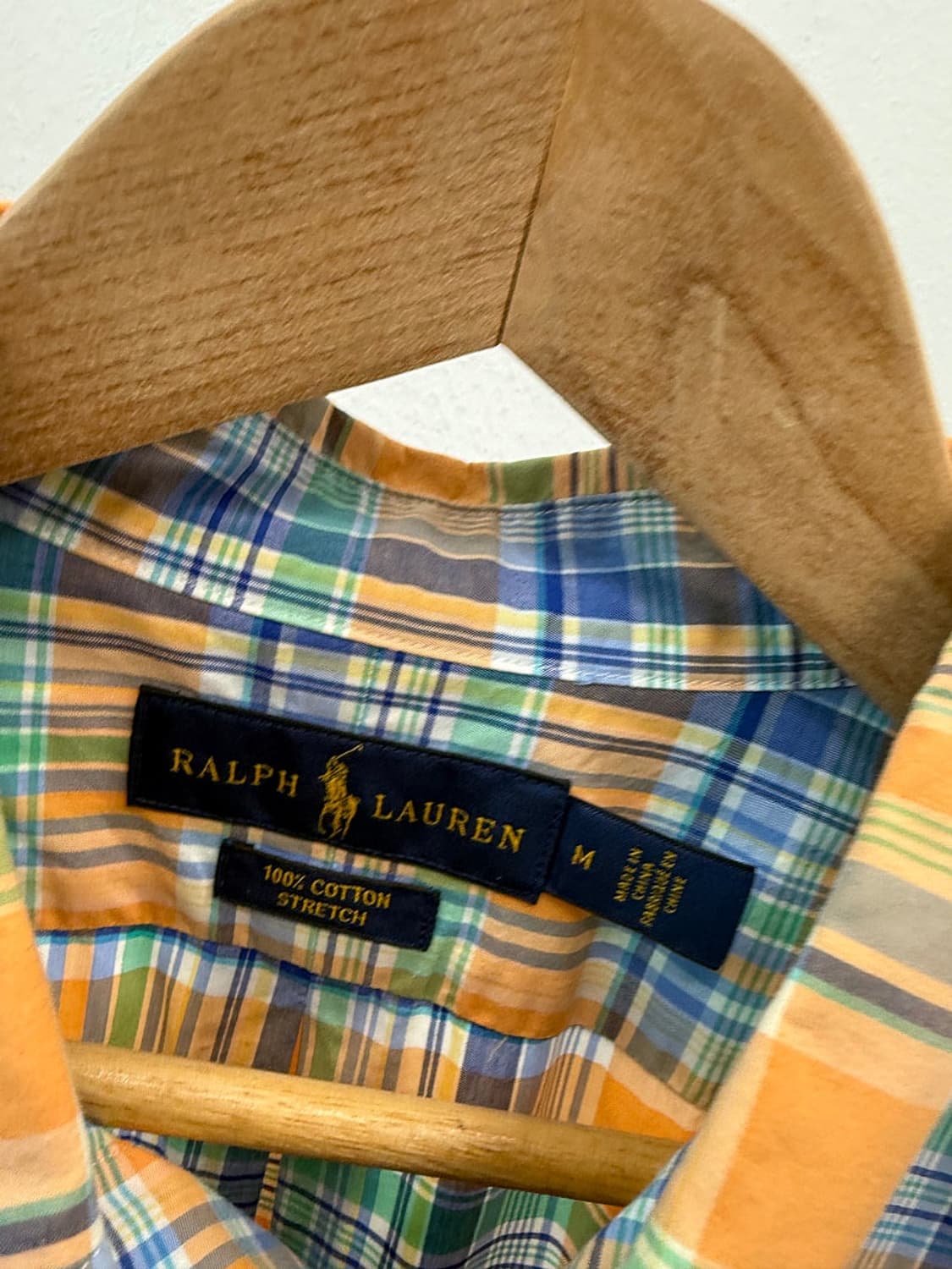 100-105) 폴로 오렌지 체크셔츠  상품이미지2