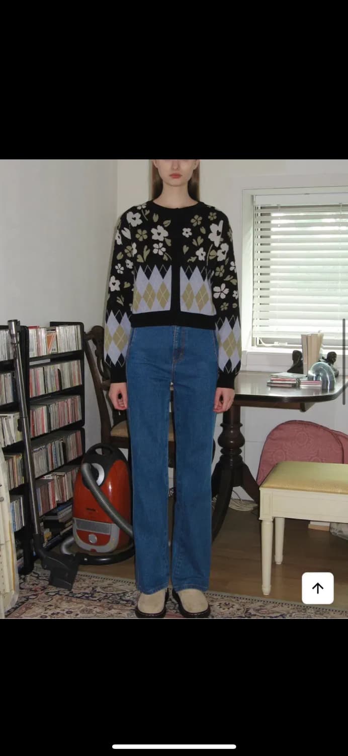 시눈  플로랄 자가드 가디건 블랙 상품이미지2