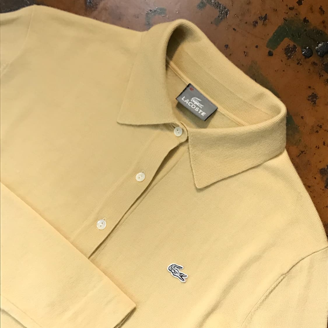 라코스테 크림 아이보리 퓨어울 카라 니트 여성 55 사이즈 상품이미지3