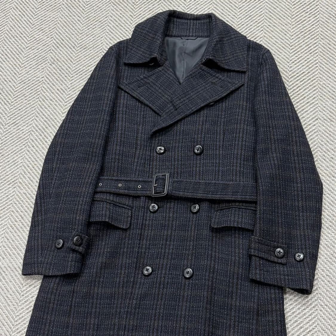 꼼사이즘 맨 울 체크 더블코트v2007 상품이미지3