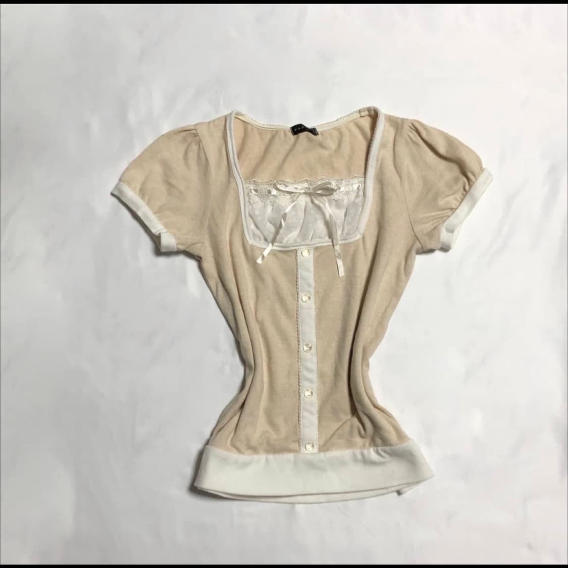 리본 도트 레이스 로걀 탑 상품이미지4