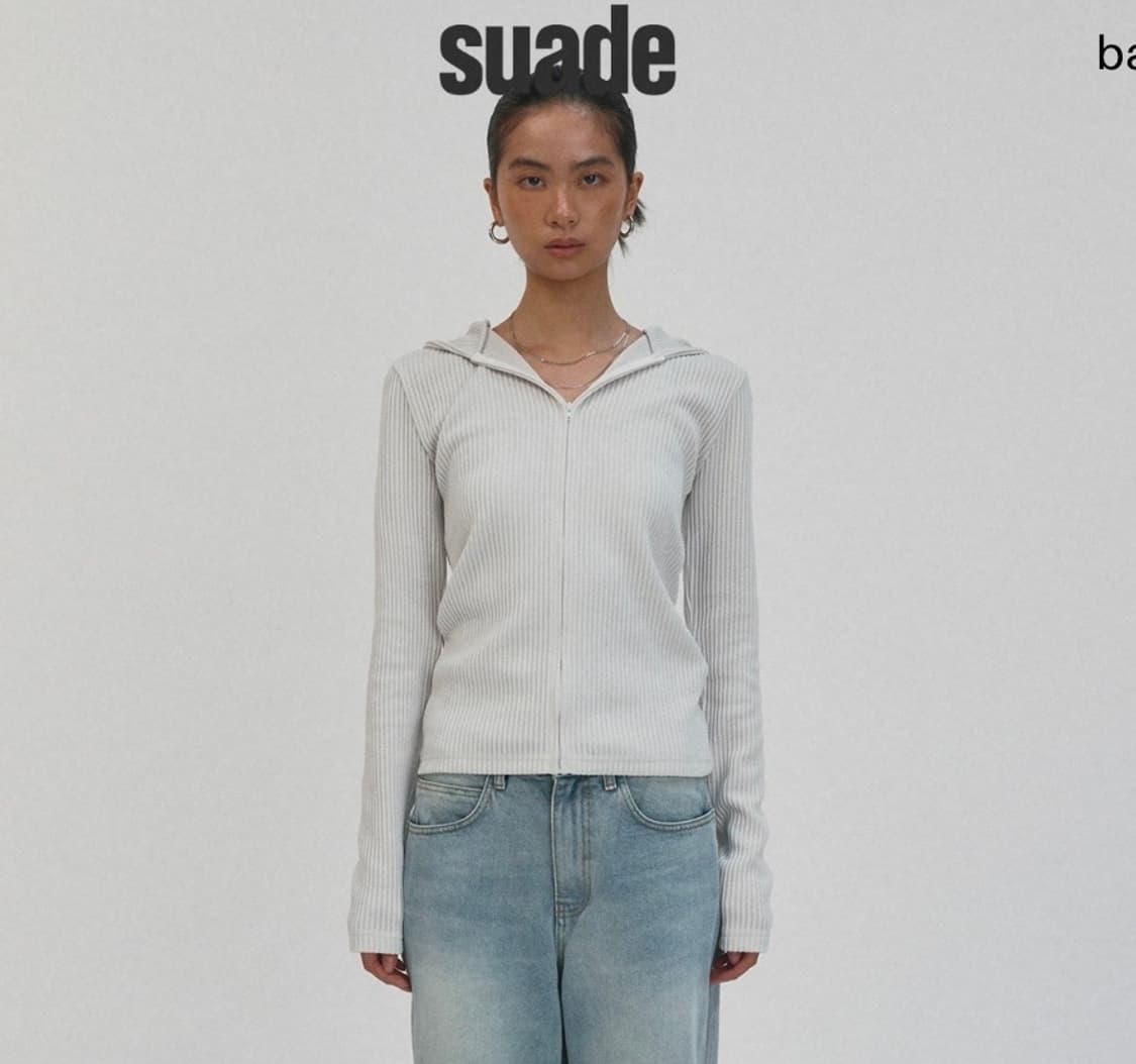 새상품) 스웨이드 HOODED RIB ZIP UP [LIGHT GRAY] 상품이미지1