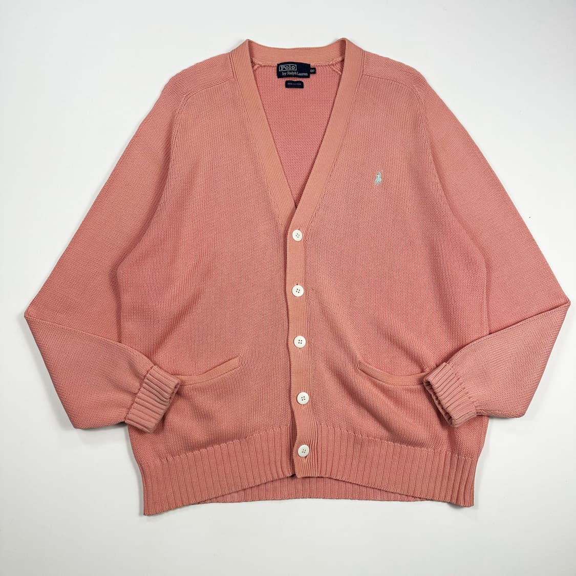 90s 폴로 랄프로렌 클래식 코튼 니트 가디건 핑크 L 상품이미지1
