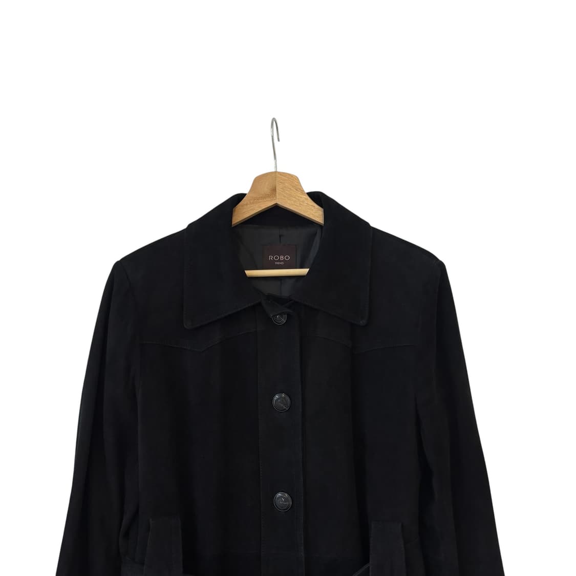 로보 염소가죽 벨티드 코트 블랙 77 상품이미지2