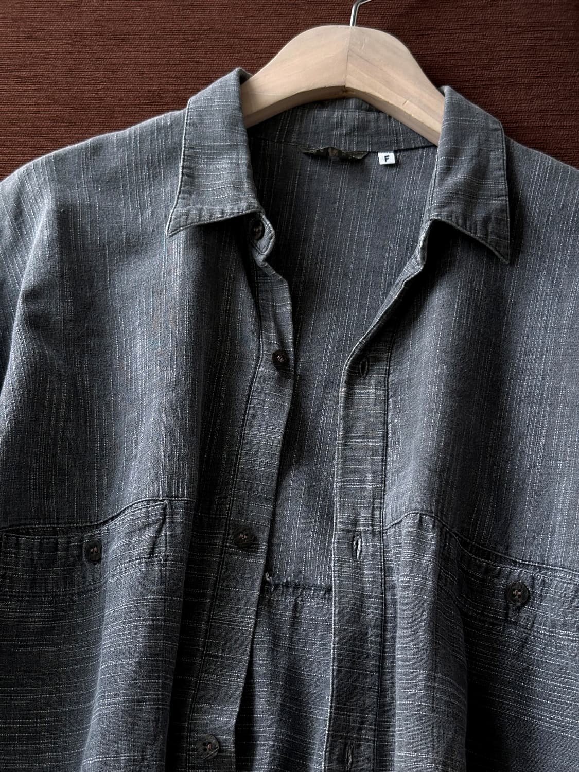 Rough cotton jacquard panel design shirt 상품이미지10