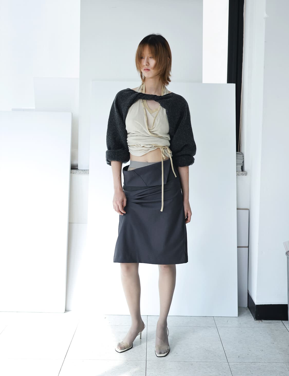 울리카상투스 브레이스 핀턱 스커트(그라파이트) 상품이미지5