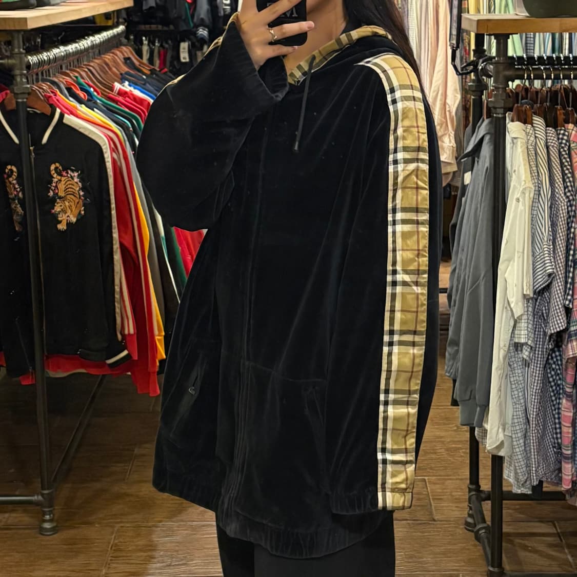 [HI] vtg 벨로아 벨벳 져지 블랙 상품이미지3