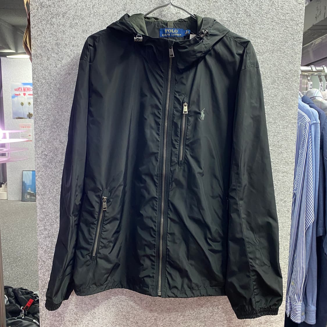 폴로 랄프로렌 포니로고 블랙 후드 바람막이 폴리 자켓 B4037  상품이미지2