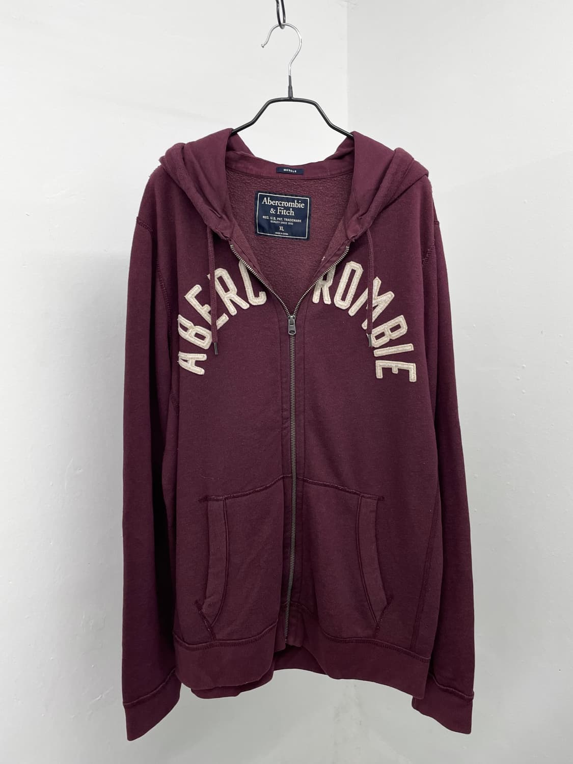 아베크롬비 버건디 로고 후드집업 상품이미지4