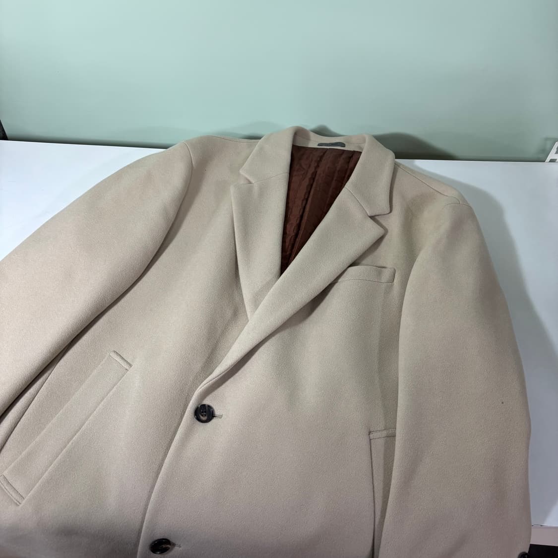 110 XL 지크 SIEG 라이트베이지 캐시미어블렌디드 싱글롱코트 상품이미지2