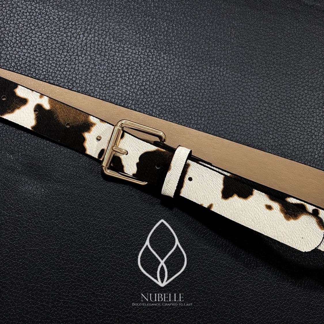 🌗 Leopard engraving belt / 호피 송치털 음각 벨트 상품이미지1